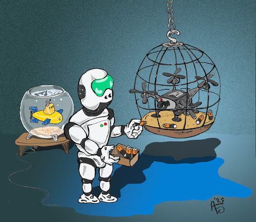 Cartoon: Strahlende Zukunft (medium) by Back tagged roboter,artificial,intelligence,künstlicheintelligenz,ki,ai