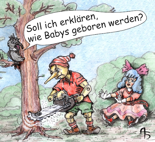 Cartoon: Träume wahr werden lassen (medium) by Back tagged pinocchio,demographie,ursprung,kinder,kind,kindern,babys,kids