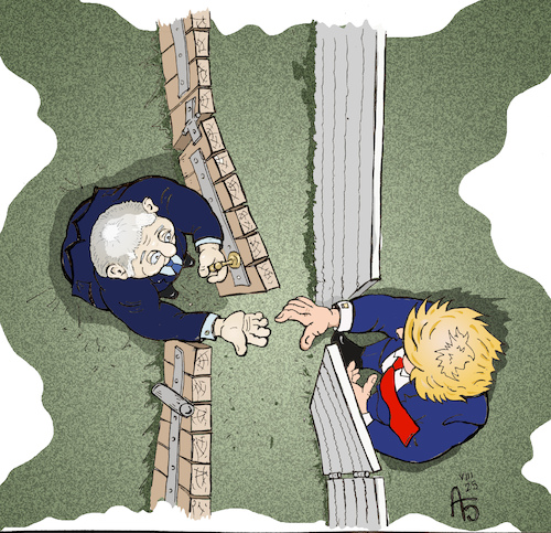 Cartoon: Verhandlung (medium) by Back tagged verhandlungen,policy,politik,krieg,negotiations,war