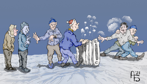 Cartoon: Wärmestation (medium) by Back tagged wärmestation,wetter,klima,wärme,energie,winter,cartoon,kälte,frost,einfrieren