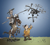 Cartoon: Neuer Feind (small) by Back tagged donquijote,copter,duell,probleme,zeit