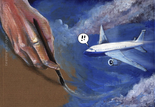 Cartoon: Divine Intervention (medium) by JARO tagged airplane,god,crash,sky