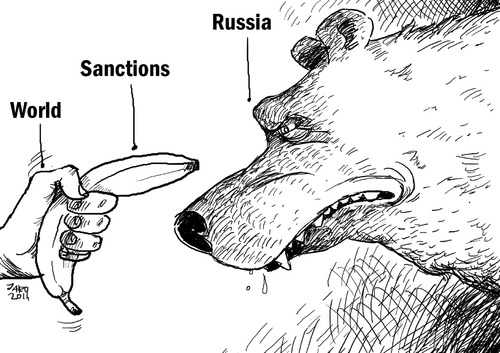 Cartoon: Russia and the rest of the World (medium) by JARO tagged the,ukraine,sanctions,russia