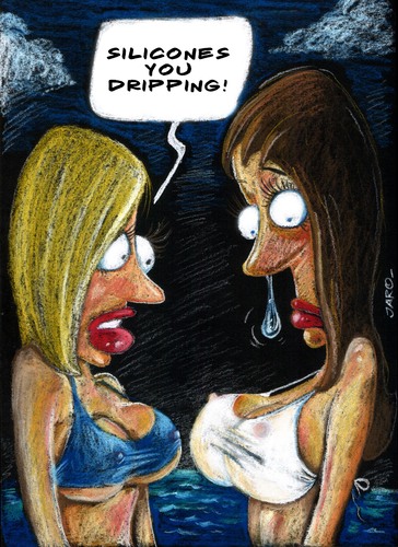 Cartoon: Silicone leakage (medium) by JARO tagged silicone,breast,implants,tits