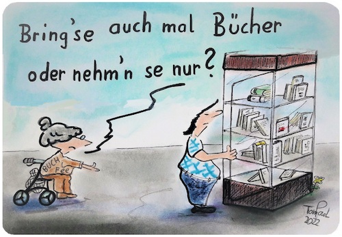 Cartoon: Am Bücherschrank (medium) by TomPauLeser tagged am,bücherschrank,buch,bücher,bestseller,buchfee,fee,schrank