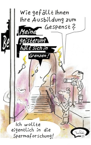 Cartoon: Ausbildungsziele (medium) by TomPauLeser tagged ausbildungsziele,geist,gespenst,geistern,spuk,spuken,spukschloß,ausbildung,sperma,wissenschaft,forschung