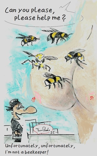 Cartoon: Big buzzers (medium) by TomPauLeser tagged buzzers,bee,beekeeper,help