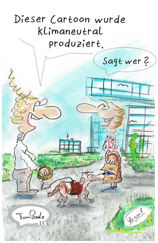 Cartoon: Die Erbse ist geschält (medium) by TomPauLeser tagged cartoon,klimaneutral,produzieren,ebook,paperprint,vegan,schlapplachsachen,gassigehen,hund,hundeauslauf,gebäude,treffen,tompaule,humorbild,quatsch,schlapplachen,nonsens,satire,klimaschutz,drucken,papierdruck,printmedien