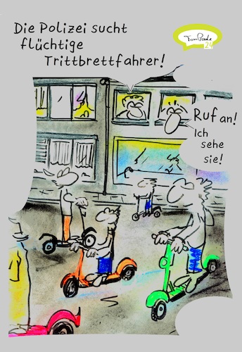 Cartoon: E Scooter (medium) by TomPauLeser tagged escooter,elektroroller,roller,trittbrettfahrer