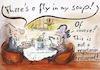 Cartoon: Soup (small) by TomPauLeser tagged soup,dinner,restaurant,vegetarian,starter,meat,fly,posh,club