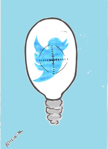 Cartoon: Tayyip targeted twitter (medium) by Seydi Ahmet BAYRAKTAR tagged tayyip,targeted,twitter