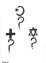 Cartoon: three sacred religious question (small) by Seydi Ahmet BAYRAKTAR tagged three,sacred,religious,question,mark