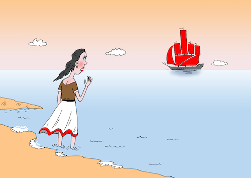 Cartoon: Assol (medium) by Tarasenko  Valeri tagged tale,sail,ship,assol