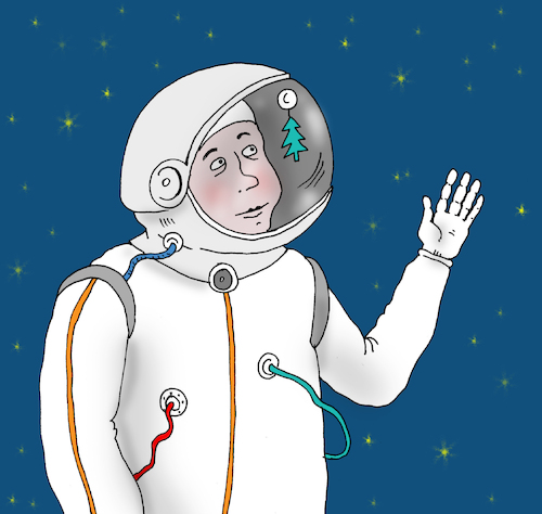 Cartoon: freshener (medium) by Tarasenko  Valeri tagged spacesuit,freshener,christmas,tree,space