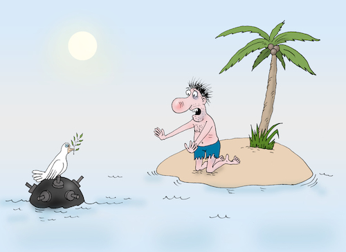 Cartoon: island (medium) by Tarasenko  Valeri tagged island,danger,peace,war,mine