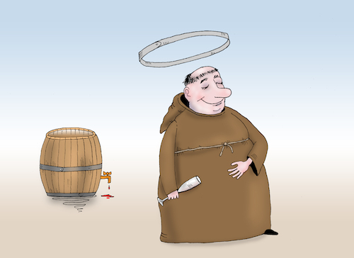 Cartoon: monk (medium) by Tarasenko  Valeri tagged monk,wine,halo,barrel