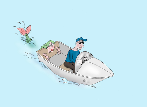 Cartoon: motor (medium) by Tarasenko  Valeri tagged mermaid,boat,motor,water