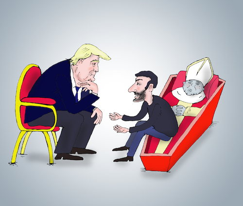 Cartoon: prayer (medium) by Tarasenko  Valeri tagged zelensky,trump,talks,coffin,dad