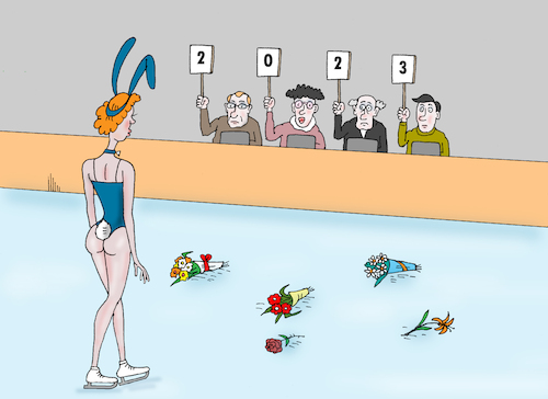 Cartoon: program (medium) by Tarasenko  Valeri tagged ice,skating,jury,scores