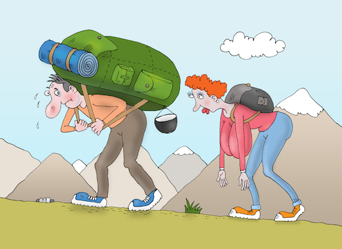 Cartoon: tourism (medium) by Tarasenko  Valeri tagged tourism,mountain,cargo