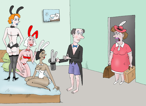 Cartoon: Year of the Rabbit (medium) by Tarasenko  Valeri tagged bunny,wife,magician,cheating