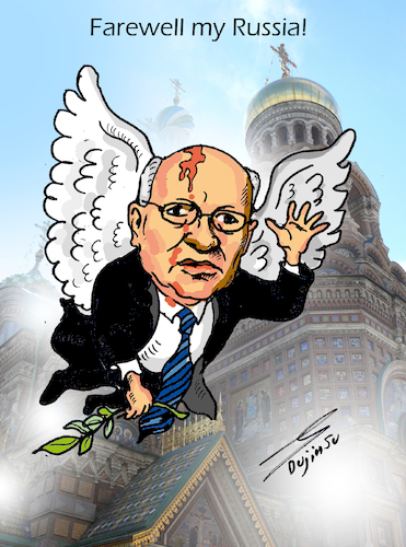 Cartoon: Farewell my Russia! (medium) by laodu tagged gorbachev,politics,idealism,russia,politik,gorbi,gorbatschow,kreml,russland,moskau