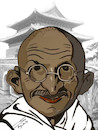 Cartoon: Mahatma Gandhi in front of the t (small) by laodu tagged mahatma gandhi was assassinated on january 30 1948