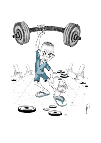 Cartoon: In the gym (medium) by sally cartoonist tagged gym,young,man,athletics,fitness,gym,young,man,athletics,fitness