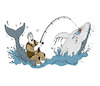 Cartoon: The Skilled Hunter (small) by sally cartoonist tagged fisherman,fish,whale,seas,oceans,animals,human