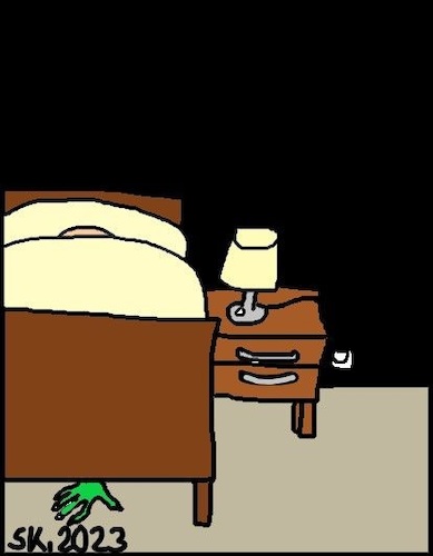 Cartoon: Monster unter dem Bett... (medium) by Stümper tagged monster,schrecken,nacht,alptraum,hand,angst,horror,grusel