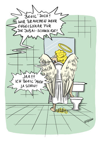 Cartoon: Engelshaar (medium) by SandraNabbefeld tagged cartoon,cartoonist,cartoonistin,cartooning,lustig,witzig,satire,absurd,humor,engelshaar,gebäck,schokolade,dubaischokolade,hype,trend,überschätzt,sandranabbefeld,nabbefeld,nabbefeldcartoon,cartoonlobby,rheinischehumorverwaltung,cartoon,cartoonist,cartoonistin,cartooning,lustig,witzig,satire,absurd,humor,engelshaar,gebäck,schokolade,dubaischokolade,hype,trend,überschätzt,sandranabbefeld,nabbefeld,nabbefeldcartoon,cartoonlobby,rheinischehumorverwaltung