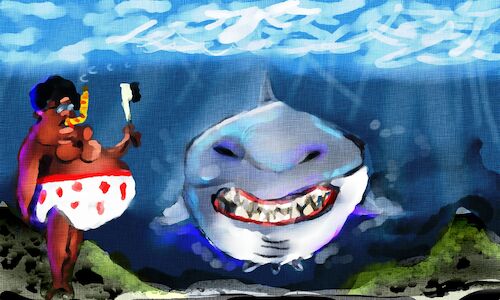 Cartoon: dr.nutty and shark (medium) by sal tagged cartoon