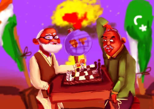 Cartoon: Pakistan vs India (medium) by sal tagged cartoon