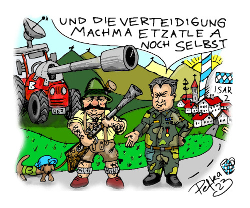 Cartoon: Bayern kann Alles (medium) by pefka tagged söder,kernenergie,verteidigung,bayern