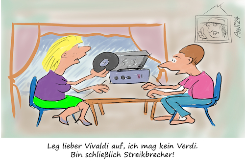 Cartoon: Vivaldi streikt nicht (medium) by Arni tagged verdi,vivaldi,musik,streikbrecher,streik,gewerkschaft,gewerkschaften,politik,politiker