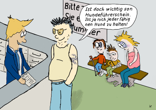 Cartoon: Hundeführerschein (medium) by Gabi Horvath tagged häusliche,gewalt,hundeführerschein