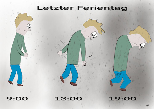 Cartoon: Letzter Urlaubstag (medium) by Gabi Horvath tagged urlaubsende,ferienende,urlaub,ferien,arbeitsbeginn