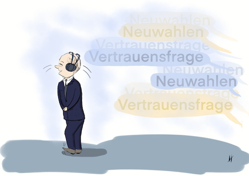 Cartoon: Neuwahlen-noch nicht! (medium) by Gabi Horvath tagged scholz,vertrauensfrage,neuwahlen,spd,cdu,fdp,grüne,merz,koalition,ampel