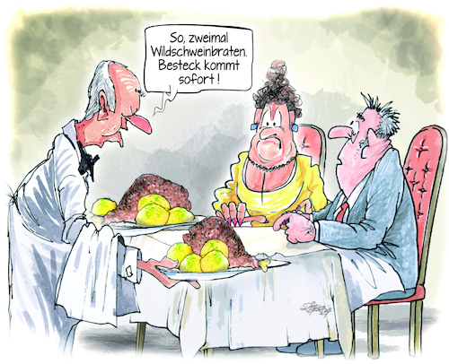 Cartoon: Afrikanische Schweinepest (medium) by Ritter-Cartoons tagged gastronomie