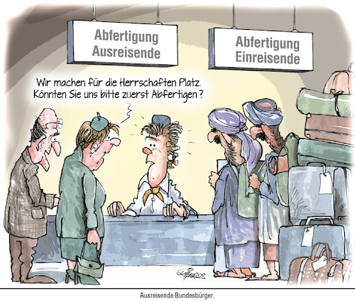 Cartoon: Am Schalter (medium) by Ritter-Cartoons tagged platz,für,einreisende