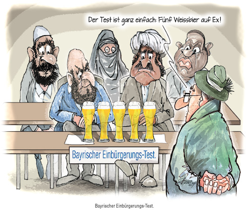 Cartoon: Bayrischer Einbürgerungstest (medium) by Ritter-Cartoons tagged bayrischer,einbürgerungstest