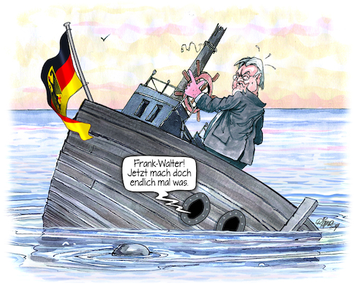 Cartoon: Bundesuhu in Schräglage (medium) by Ritter-Cartoons tagged bundesuhu,frank,walter,bundesuhu,frank,walter