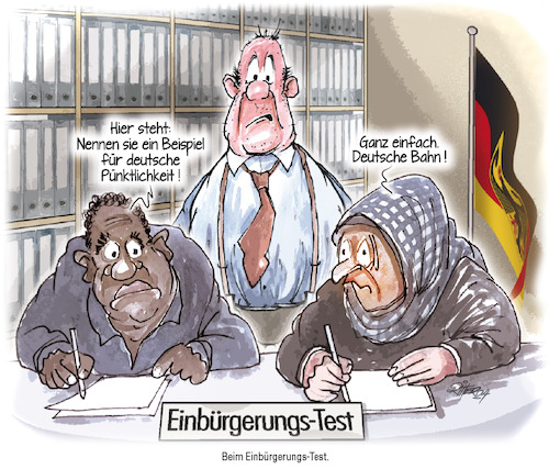 Cartoon: Einbürgerungstest (medium) by Ritter-Cartoons tagged einbürgerungstest
