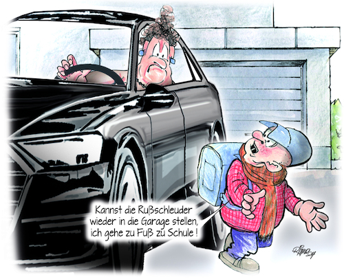 Cartoon: Elterntaxi (medium) by Ritter-Cartoons tagged verkehr,verkehr