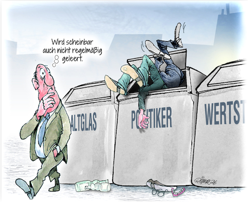 Cartoon: Entleerung (medium) by Ritter-Cartoons tagged müllcontainer,müllensorgung,pressekarikaturen,und,cartoons,von,berthold,ritter,facebook,seite,ritterkarikaturen,müllcontainer,müllensorgung,pressekarikaturen,und,cartoons,von,berthold,ritter,facebook,seite,ritterkarikaturen