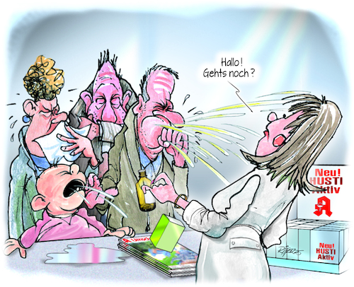 Cartoon: Erkältungszeit (medium) by Ritter-Cartoons tagged apotheken,bitte,abstand,halten,apotheken,bitte,abstand,halten