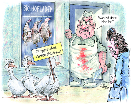 Cartoon: Gänsebraten (medium) by Ritter-Cartoons tagged gänsebraten,gänsebraten