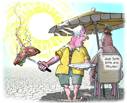 Cartoon: Hitzewelle (medium) by Ritter-Cartoons tagged hitzewelle,wetter,grillpartys,hitzewelle,wetter,grillpartys