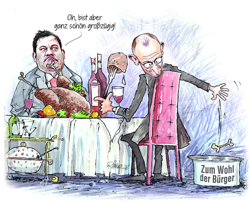 Cartoon: Koalitionsdinner (medium) by Ritter-Cartoons tagged reformpolitik,merz,un,klingbeil,pressekarikaturen,und,cartoons,von,berthold,ritter,facebook,seite,ritterkarikaturen,reformpolitik,merz,un,klingbeil,pressekarikaturen,und,cartoons,von,berthold,ritter,facebook,seite,ritterkarikaturen