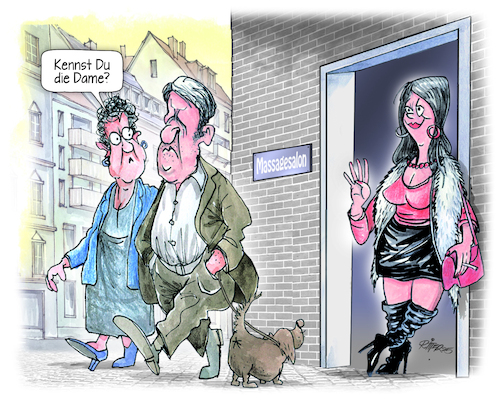 Cartoon: Spaziergang (medium) by Ritter-Cartoons tagged massagesalon,massagesalon